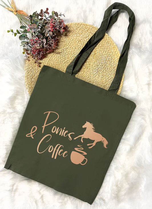 Baumwolltasche "Ponies and Coffee"